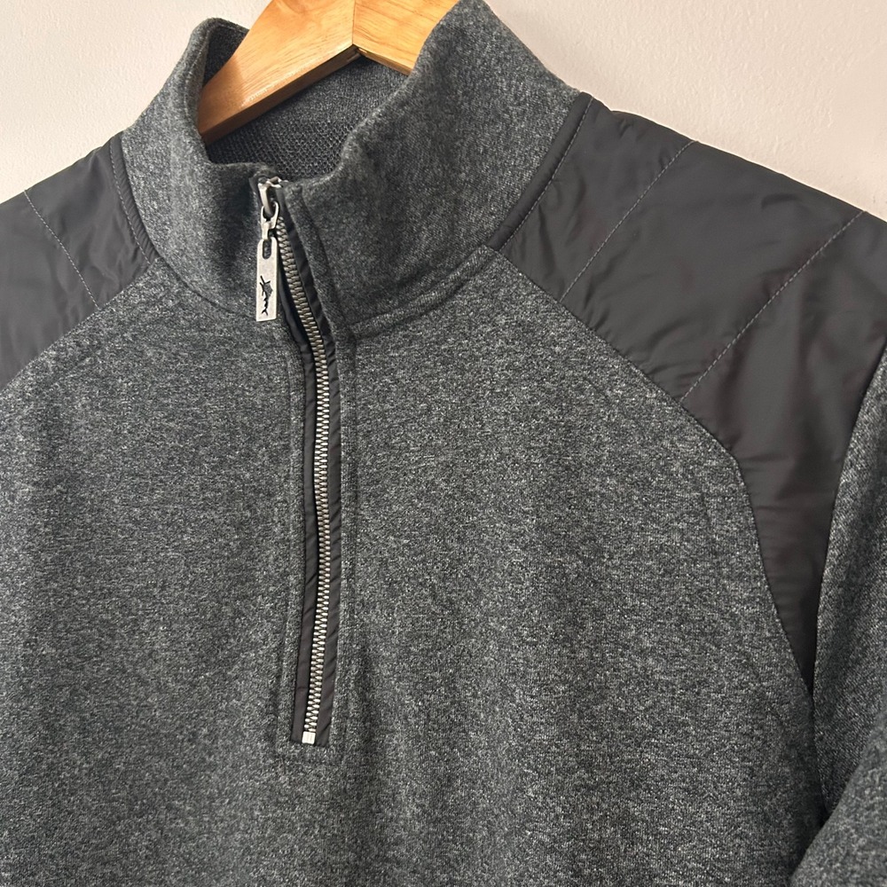 Tommy Bahama Island Sport Mens Medium Charcoal Gray 1/4 Zip Pullover Sweatshirt‎